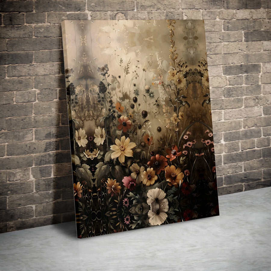 Vintage Floral Canvas Wall Art | Moody Botanical Wildflower Print | Thick Gallery Wrapped Canvas | Cottagecore Home Decor Gift