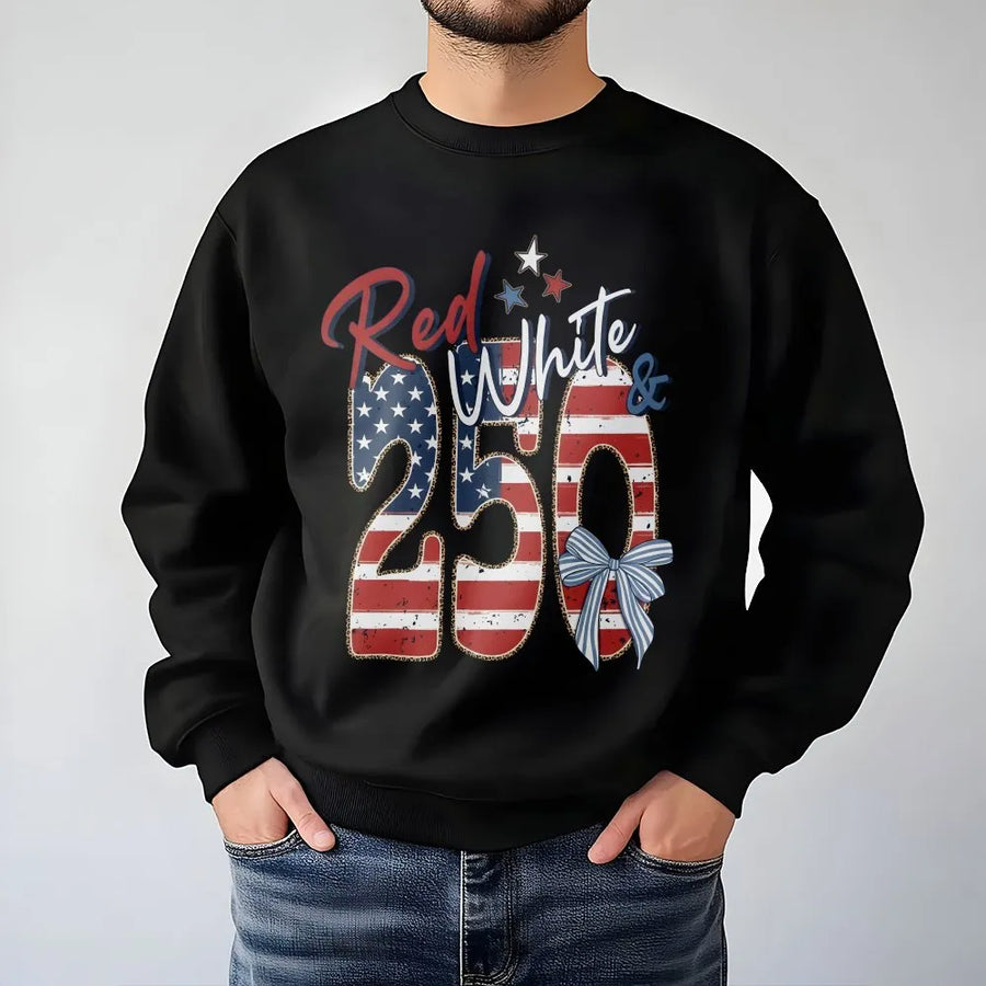 USA 250th Anniversary Sweatshirt | Patriotic Red White & Blue Flag Graphic | Premium Cotton Blend | Commemorative 4th of July Gift