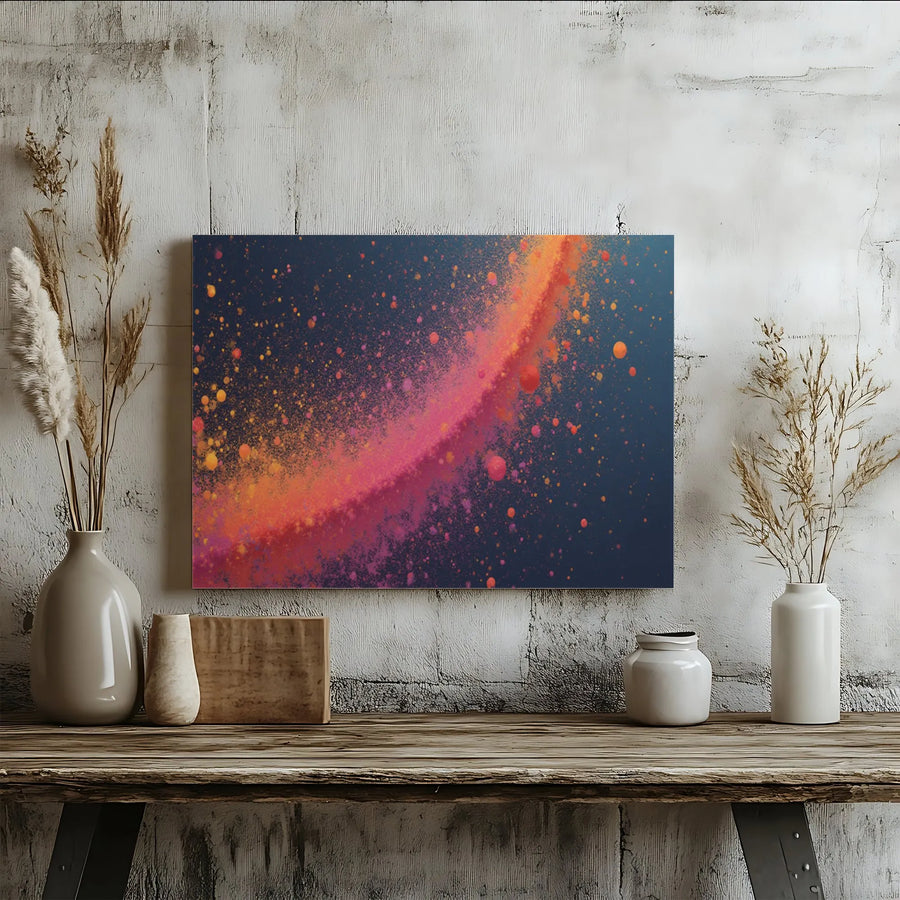 Abstract Cosmic Splatter Wall Art | Vibrant Pink and Orange Galaxy Print | 1.25 Inch Premium Gallery Canvas | Modern Home Decor Gift