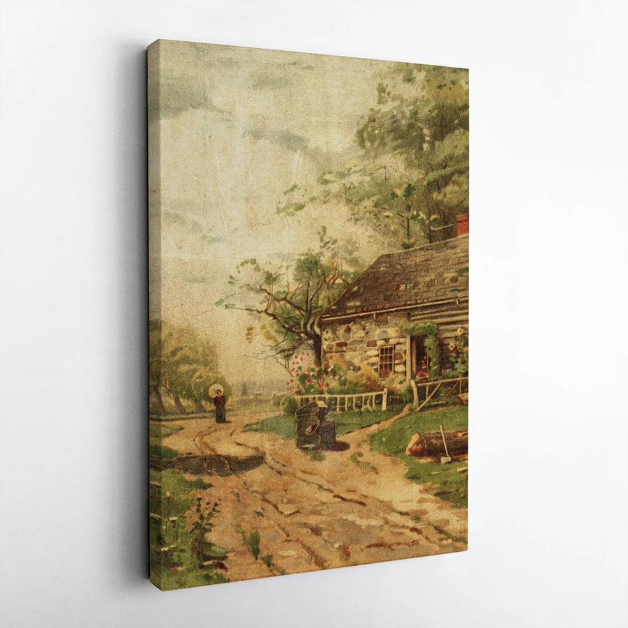 Vintage Cottage Canvas Wall Art | Rustic Countryside Painting Print | Premium 1.25" Thick Canvas | Farmhouse Home Decor Gift