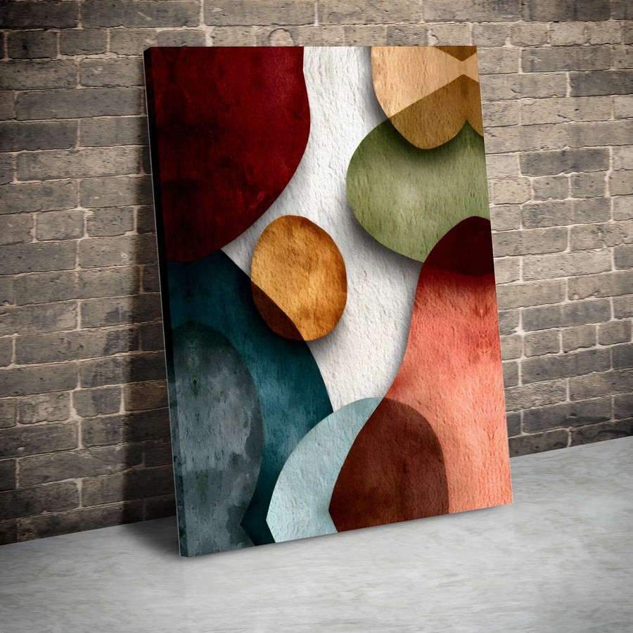 Abstract Earth Tone Canvas Print | Mid Century Modern Geometric Art | Premium Textured Wall Decor | Gallery Quality Home Office Artwork