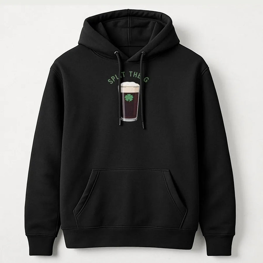 Split The G Hoodie | St Patrick's Day Beer Graphic | Cotton-Poly Premium Pullover | Funny Irish Pub Gift for Men & Women