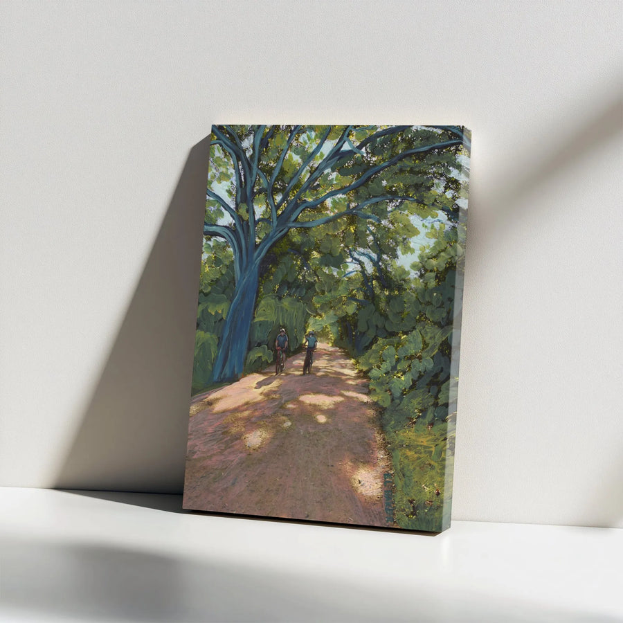 Lady Bird Lake Hike and Bike Trail Vertical Canvas | Austin Texas Impressionist Style Bike Art | Premium 1.25” Gallery Wrap | Nature Lover Home Decor Travel Gift