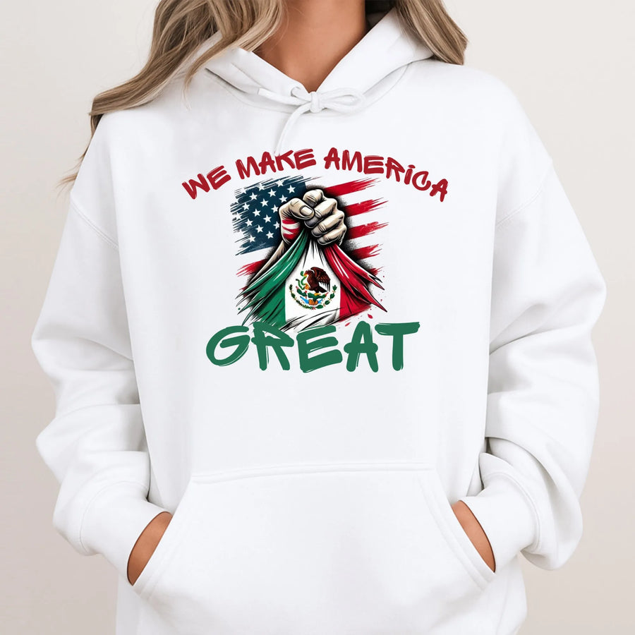 Mexican American Pride Hoodie | Dual Flag Graphic Fist Design | Soft Cotton Blend Premium Sweatshirt | Heritage Gift for Men and Women