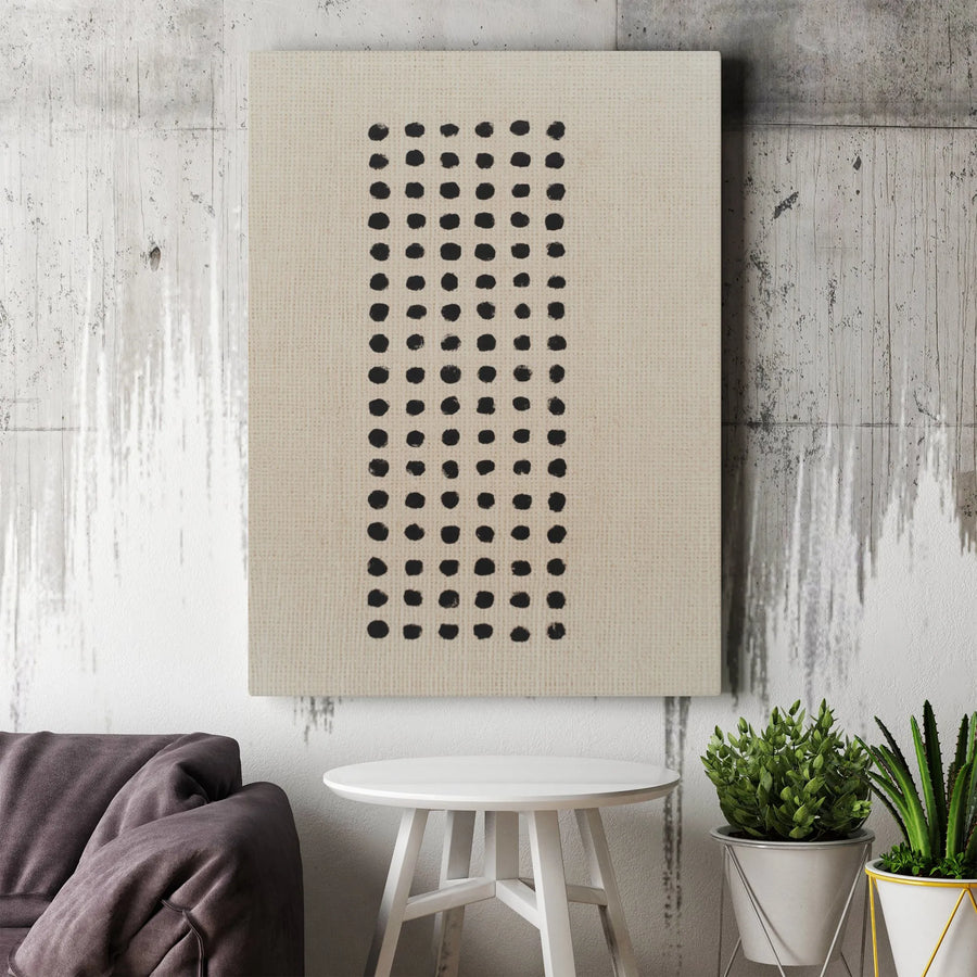 Minimalist Black Dot Canvas Art | Abstract Geometric Pattern Print | Premium 1.25-Inch Gallery Wrap | Modern Home Office Decor Wall Hanging