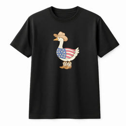 Silly Goose 4th of July T-Shirt | Funny Patriotic Cowboy Goose Graphic | Premium Cotton Blend | Unisex Independence Day Party Gift