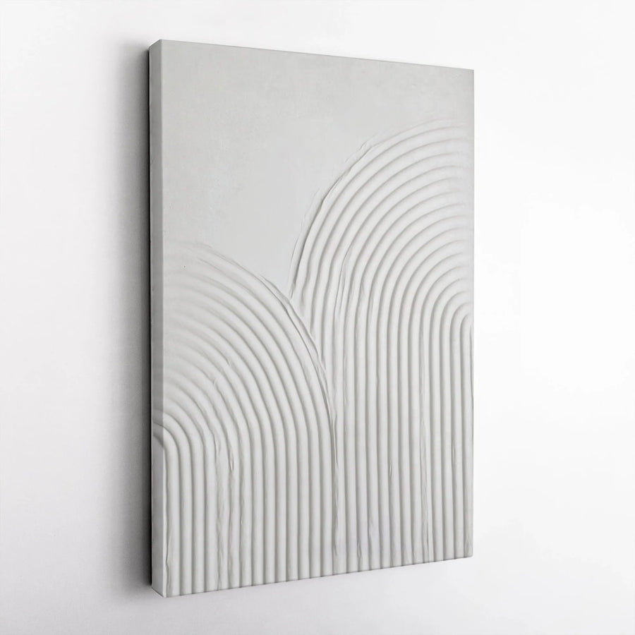 Minimalist White Textured Canvas Print | Modern 3D Plaster Effect Abstract Art | 1.25-Inch Gallery Wrap | Neutral Boho Home Decor Wall Art