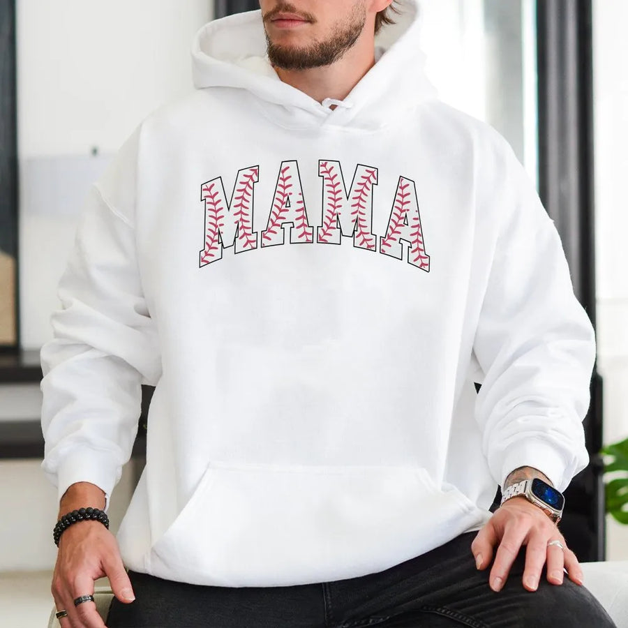 Baseball Mama Hoodie | Baseball Stitch Lettering | Cozy Cotton Blend | Mothers Day Gift for Sports Mom