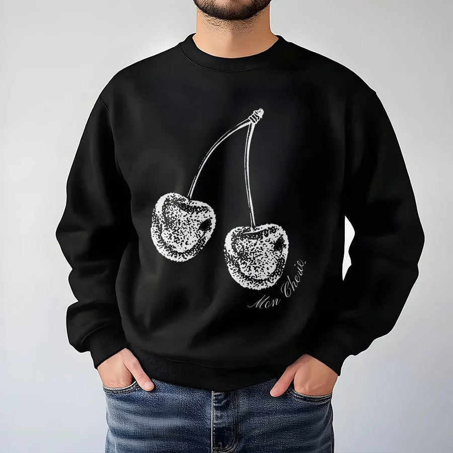 Cherry Mon Cherie Sweatshirt | Aesthetic Fruit Graphic Print | Premium Cotton-Blend Crewneck | Cute Oversized Gift for Her