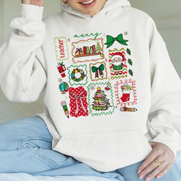 Teacher Christmas Hoodie | Cute Holiday Book Stack & Santa Graphic | Premium Cotton Blend | Merry Teacher Gift for Educator