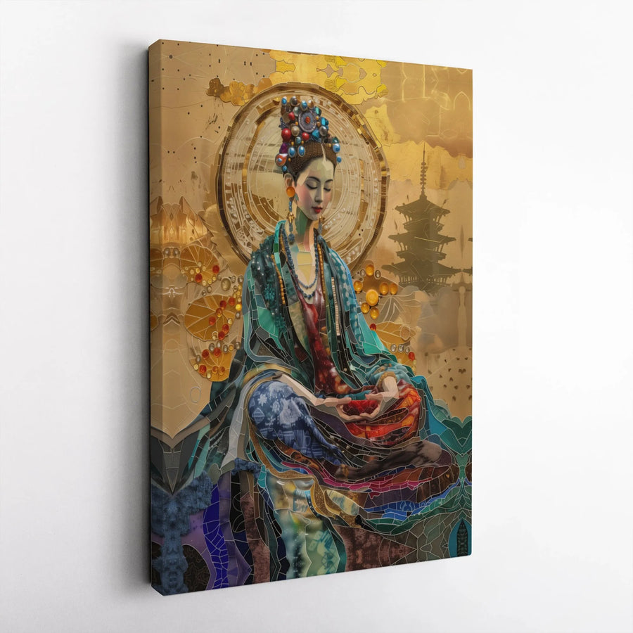 Zen Meditation Canvas Art | Abstract Asian Goddess Portrait | Premium 1.25" Thick Gallery Wrap | Spiritual Home Decor Gift for Yoga Room