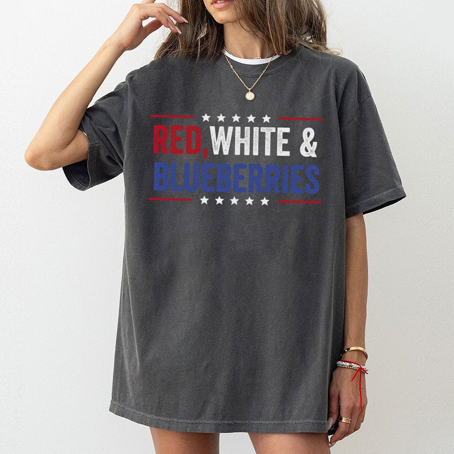 Red White and Blueberries T-Shirt | Patriotic American Flag Graphic | 100% Premium Cotton | 4th of July Gift for Men and Women