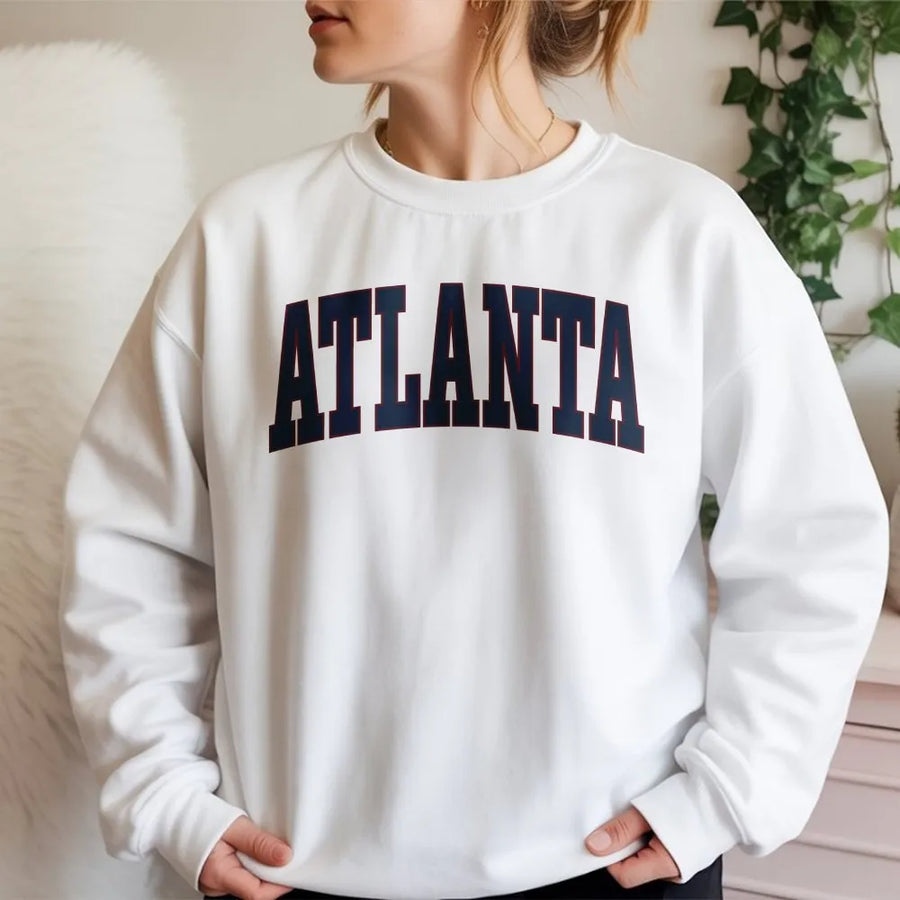 Atlanta Vintage Sweatshirt | Retro Varsity College Style Graphic | Premium Soft Cotton | Georgia Sports Fan Gift
