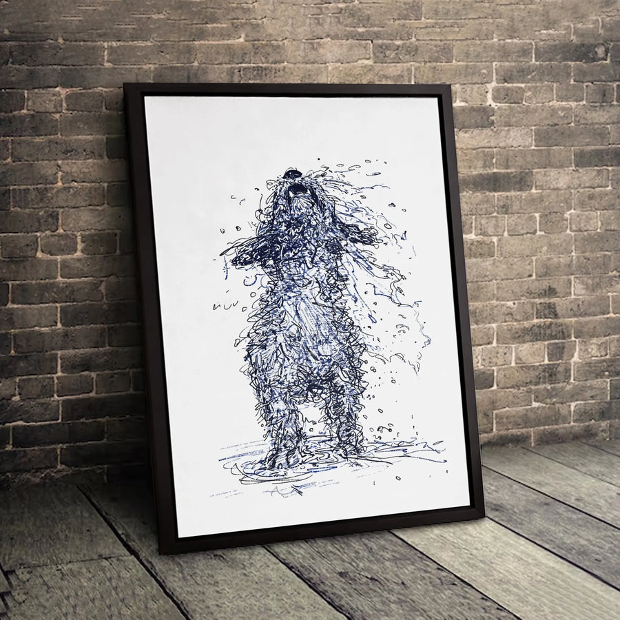 Abstract Poodle Dog Canvas Print | Wet Dog Scribble Wall Art | Premium Gallery-Wrapped 1.25" Profile | Modern Pet Lover Gift Home Decor