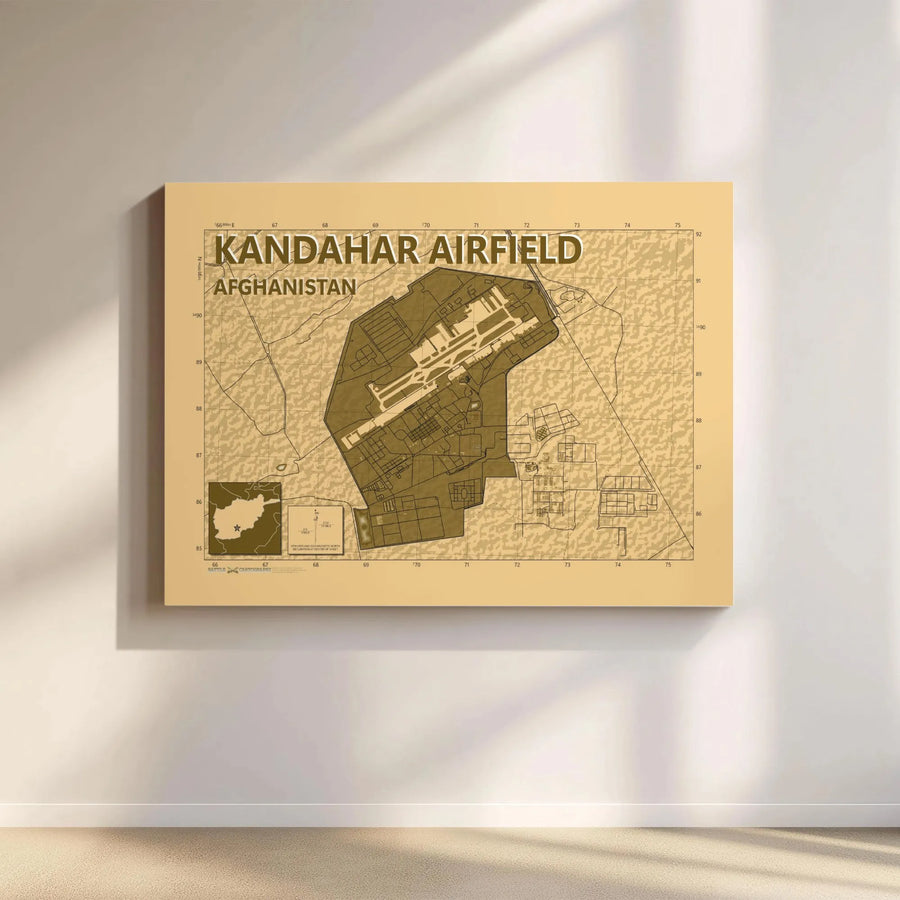 Kandahar Airfield Map Canvas Print | Afghanistan Military Base Wall Art | Premium Gallery Wrap Decor | Veteran Deployment Gift