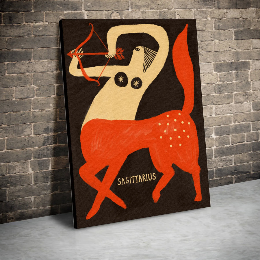 Sagittarius Zodiac Wall Art | Mid-Century Modern Centaur Print | Gallery Quality Premium Canvas | Astrology Gift for Her and Him