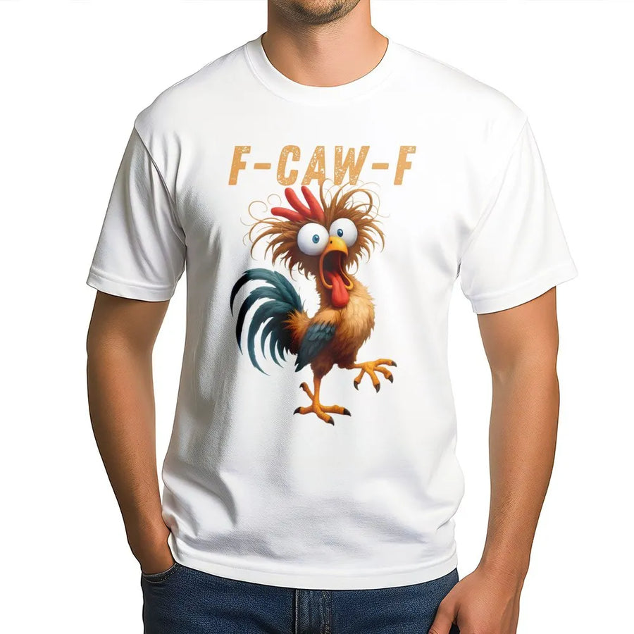 Funny Rooster T-Shirt | F-CAW-F Graphic Print | Premium Soft Cotton | Humorous Farm Animal Gift For Chicken Lovers And Poultry Farmers