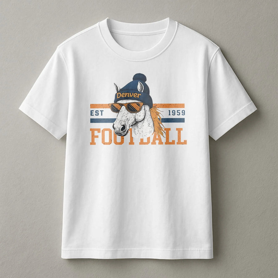 Denver Bronco Vintage T-Shirt Retro Football Horse Design Game Day Fan Apparel Unisex Soft T-Shirt, Gift For Men Women