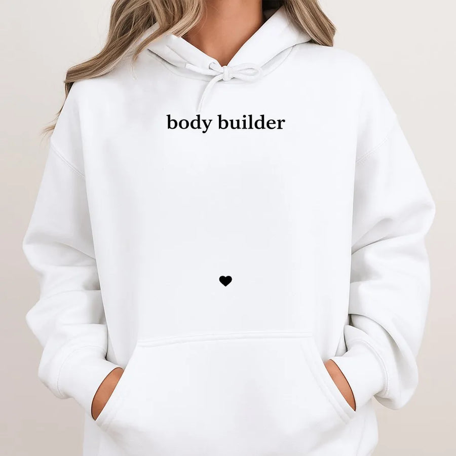 Body Builder Pregnancy Hoodie | Funny Maternity Pun Sweatshirt | Premium Cotton Blend | Gift for Expecting Mothers & New Moms