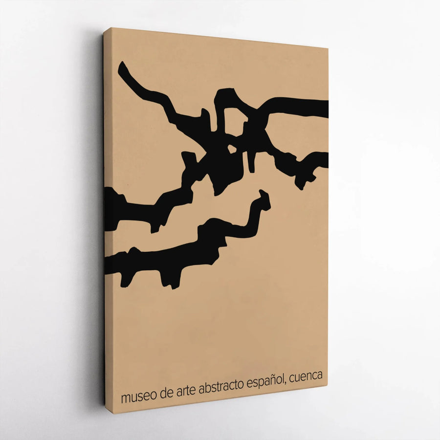 Museo De Arte Abstracto Español Cuenca Canvas | Minimalist Black & Beige Abstract Wall Art | Premium Gallery-Wrapped Print | Modern Home Decor Gift