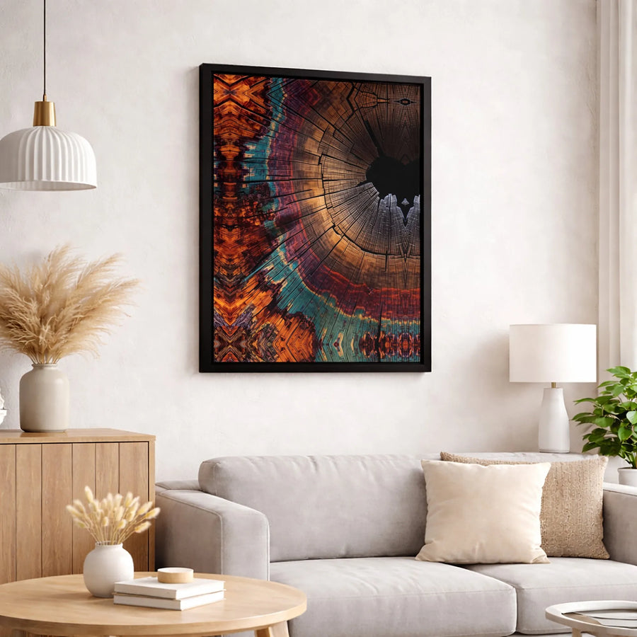 Abstract Tree Ring Canvas Wall Art | Kaleidoscope Wood Grain Print | Premium Gallery-Wrapped Decor | Modern Office & Home Gift
