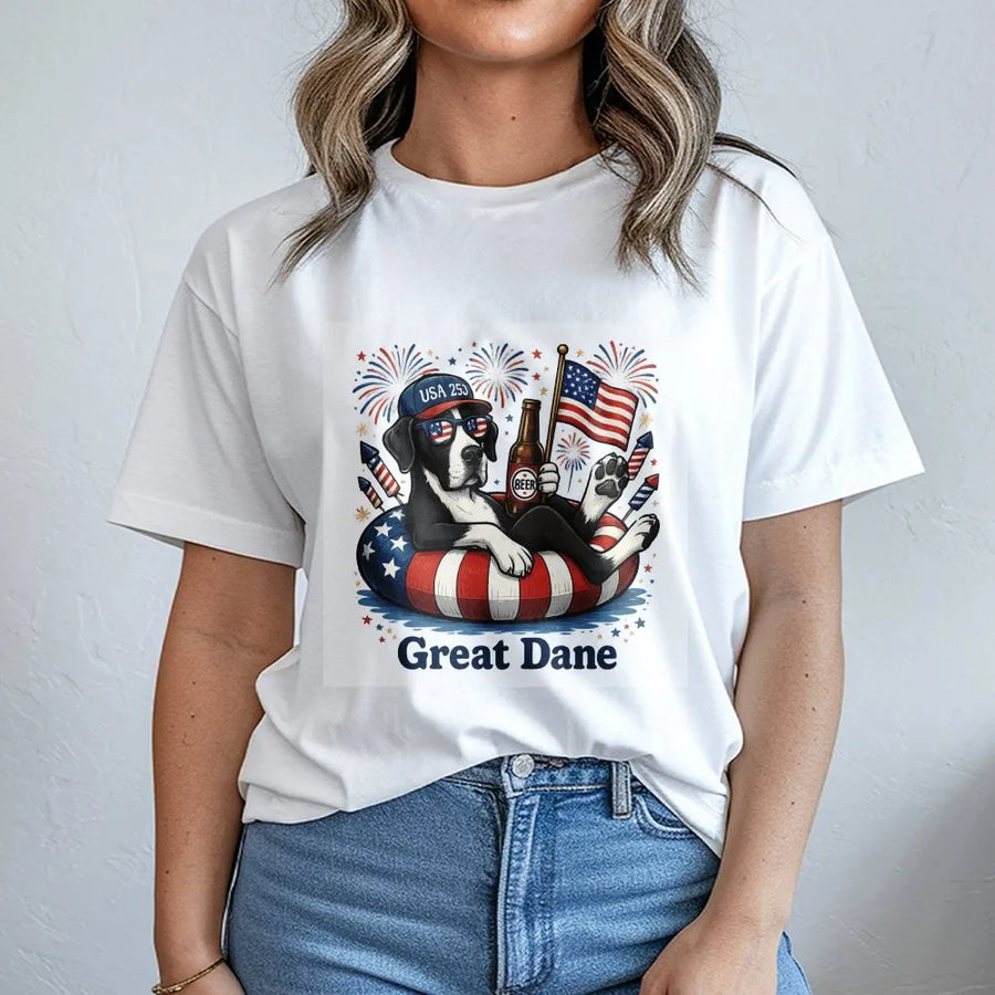 Great Dane 4th of July T-Shirt | Patriotic USA 250th Anniversary Dog Graphic | Premium Unisex Sweatshirt | Gift for American Dog Lover