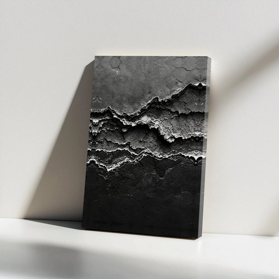 Abstract Canvas Wall Art | Textured Monochrome Geode Print | Premium Fade-Resistant Ink | Modern Home & Office Decor Gift