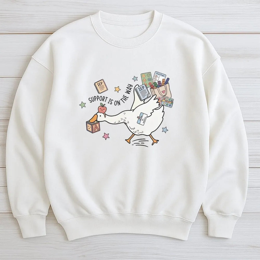 Silly Goose SPED Teacher Sweatshirt | Funny Cartoon Support Design | Premium Cotton Blend | Special Education Teacher Appreciation Gift