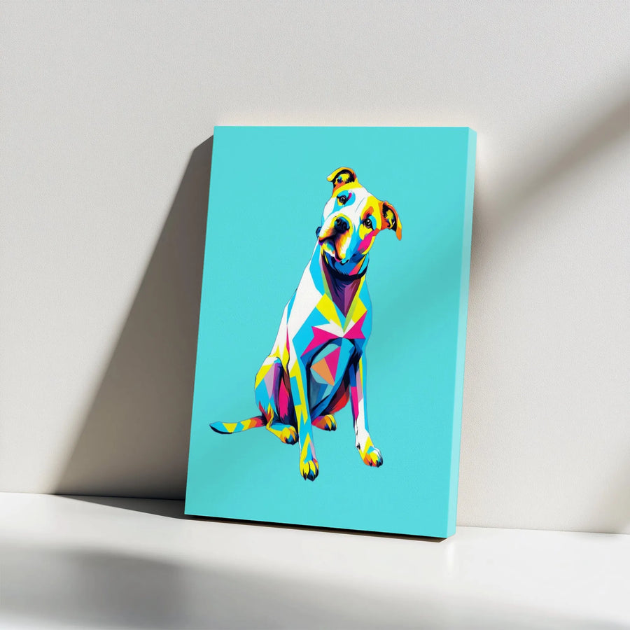 Pitbull Dog Canvas Wall Art | Colorful Pop Art Geometric Print | Premium 1.25-inch Gallery Wrap | Vibrant Modern Decor Gift for Dog Lovers