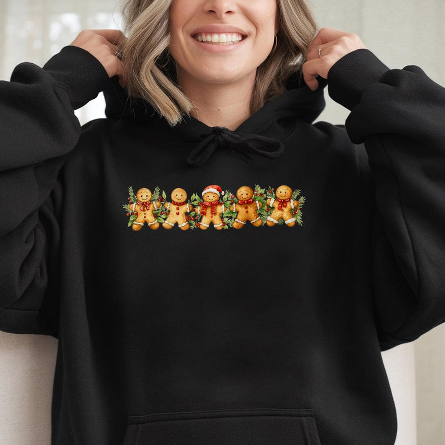 Cute Gingerbread Man Christmas Hoodie | Festive Holiday Cookies Graphic Print | Premium Cotton-Blend Sweatshirt | Cozy Gift for Teacher Baker