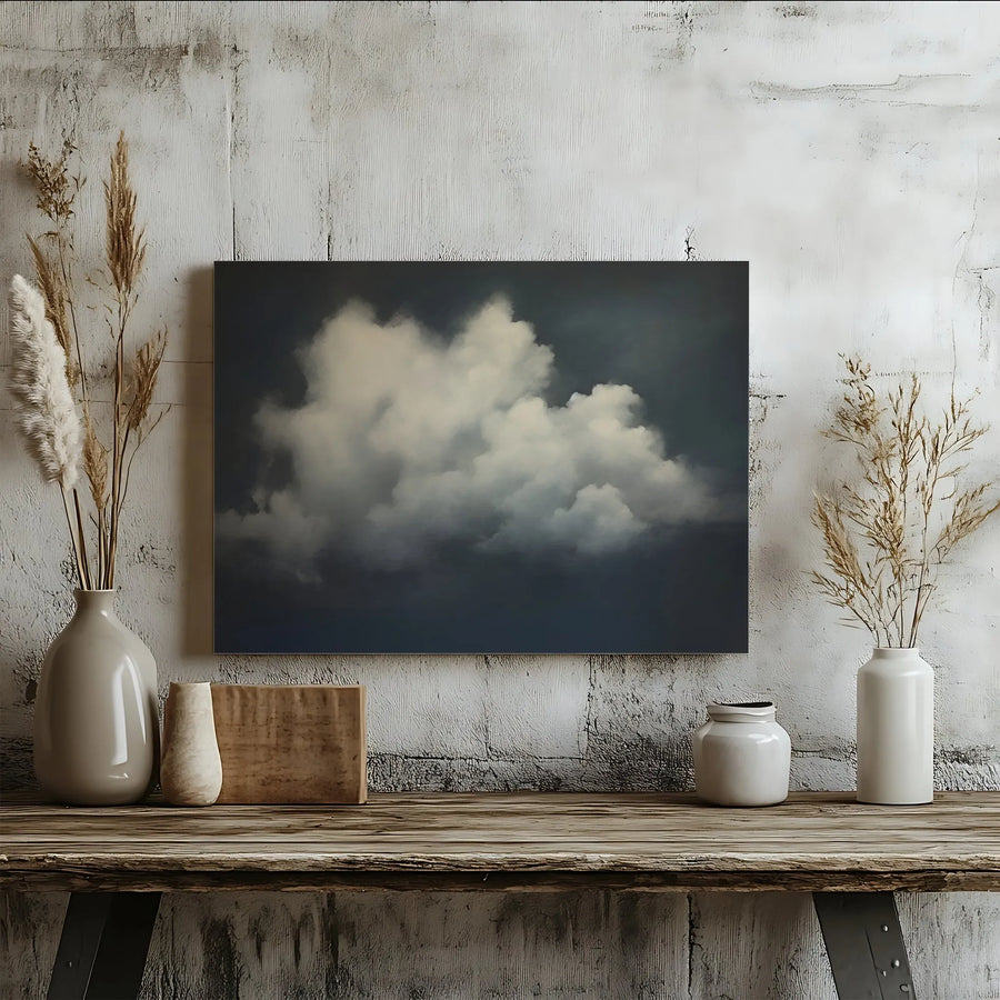Moody Cloud Canvas Wall Art | Realistic Stormy Sky Landscape | Premium Gallery Wrap Print | Modern Home & Office Decor