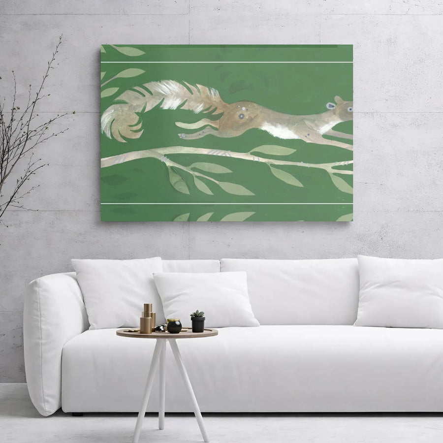 Leaping Squirrel Canvas Art | Stylized Forest Animal Print | Premium Gallery Wrap Wall Decor | Nature-Inspired Home Office Gift