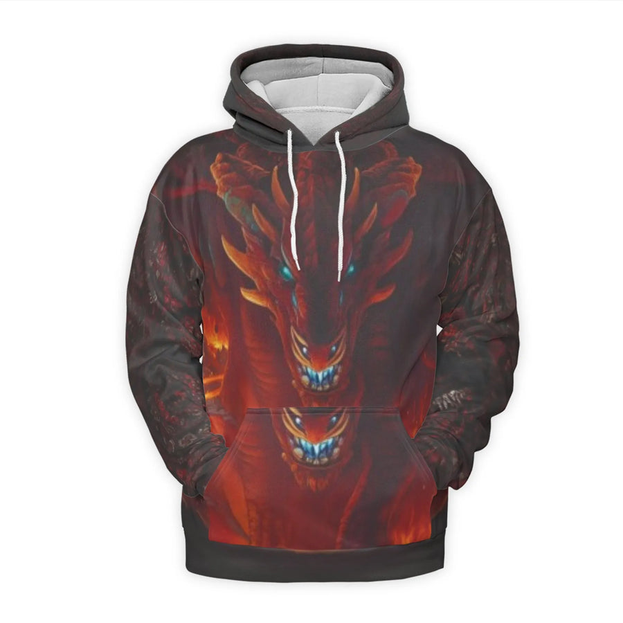 Red Dragon 3D Hoodie | Fierce Fire Beast Graphic Print | Premium Brushed Fleece Lining | Mythical Fantasy Gift For Men And Women