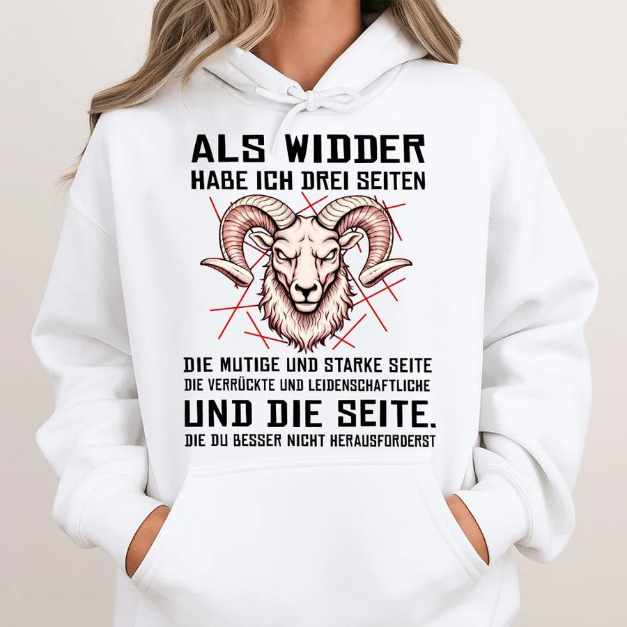 Aries Hoodie with German Quote | Widder Sternzeichen Sweatshirt | Premium Cotton-Blend Pullover | Astrology Birthday Gift for Men & Women