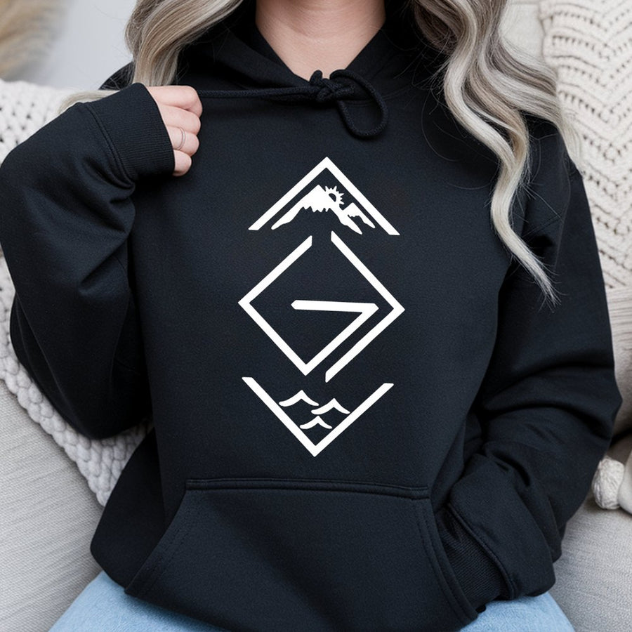 God Is Greater Than Highs And Lows Hoodie | Minimalist Mountain Wave Faith Symbol | Premium Cotton Blend | Christian Gift for Men and Women