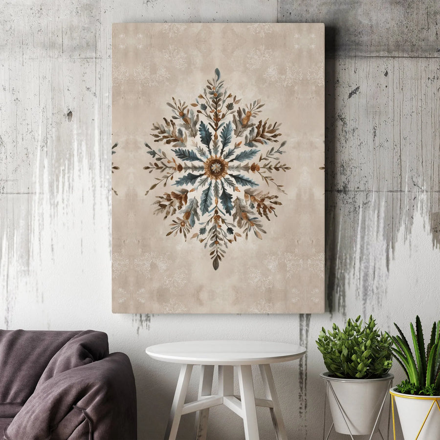 Botanical Mandala Canvas Print | Rustic Watercolor Foliage Art | Premium Fade-Resistant Canvas | Boho Farmhouse Wall Decor Gift