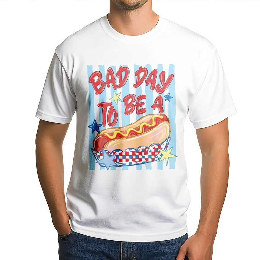 Funny Hot Dog T-Shirt | Bad Day To Be A Hot Dog Graphic | Premium Comfort Colors Crewneck | 4th of July BBQ Party Gift
