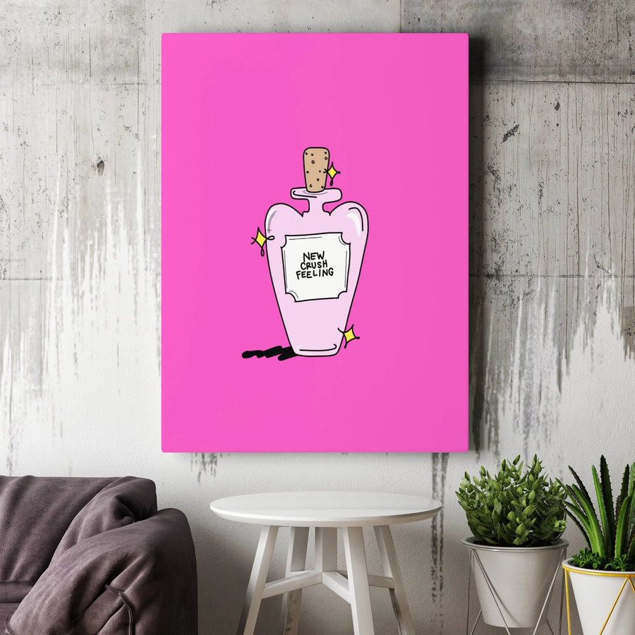 New Crush Feeling Potion Canvas Print | Aesthetic Pink Pop Art | Premium Gallery Wrapped Decor | Cute Bedroom Wall Art Gift For Her