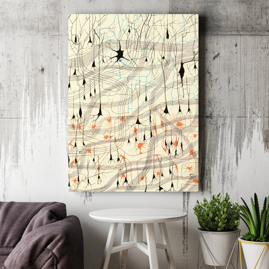 Brain Neuron Canvas Print | Vintage Scientific Illustration | Premium Gallery Wrapped Wall Art | Medical Decor Gift for Doctor or Scientist