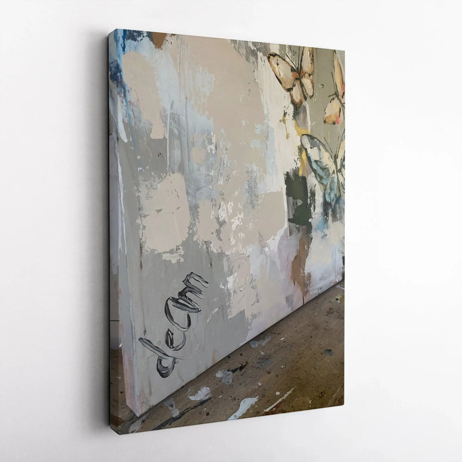 Abstract Butterfly Canvas Wall Art | Modern Textured Painting Print | Premium 1.25" Thick Gallery Wrap | Living Room & Office Decor Gift