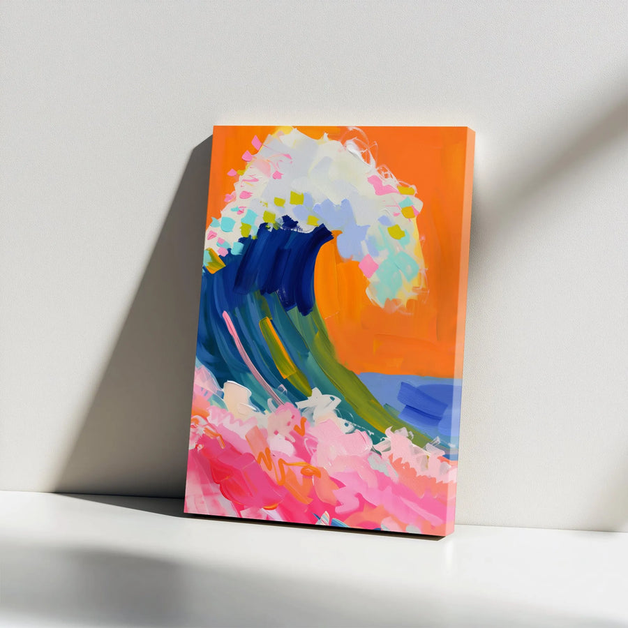Abstract Ocean Wave Canvas Print | Colorful Brushstroke Wall Art | Premium High-Resolution Print | Modern Living Room Decor Gift