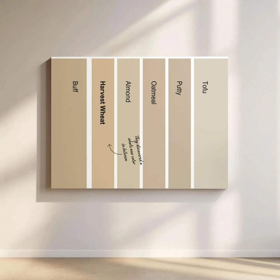 Funny Paint Swatch Canvas | Beige Color Parody Wall Art | Premium Gallery-Wrapped Print | Minimalist Home & Office Decor Gift