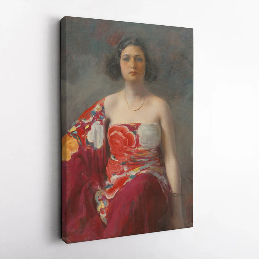 Robert Henri Spanish Shawl Vertical Canvas | Classic Female Portrait Painting | Gallery Wrapped Canvas | Collector's Home Decor Gift for Art Lovers
