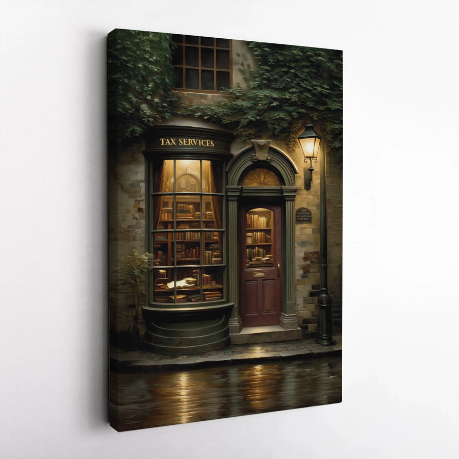 Tax Services Wall Art | Vintage Accounting Office Decor | Premium Stretched Canvas Print | Professional CPA Gift for Accountant or Firm