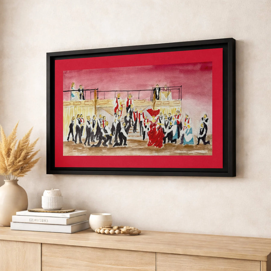 Opera House Canvas Wall Art | Dramatic Watercolor Theater Scene | Premium Gallery Wrap Print | Artistic Gift for Music Lovers