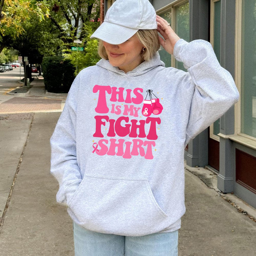 Breast Cancer Awareness Hoodie | This Is My Fight Boxing Gloves Design | Premium Cotton-Poly Blend | Supportive Gift for Survivors and Fighters