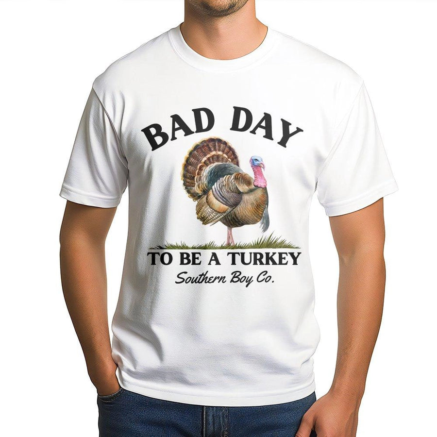 Bad Day To Be A Turkey T-Shirt | Funny Thanksgiving Graphic Tee | Premium Cotton Comfort | Holiday Gift for Country Boys and Turkey Hunters