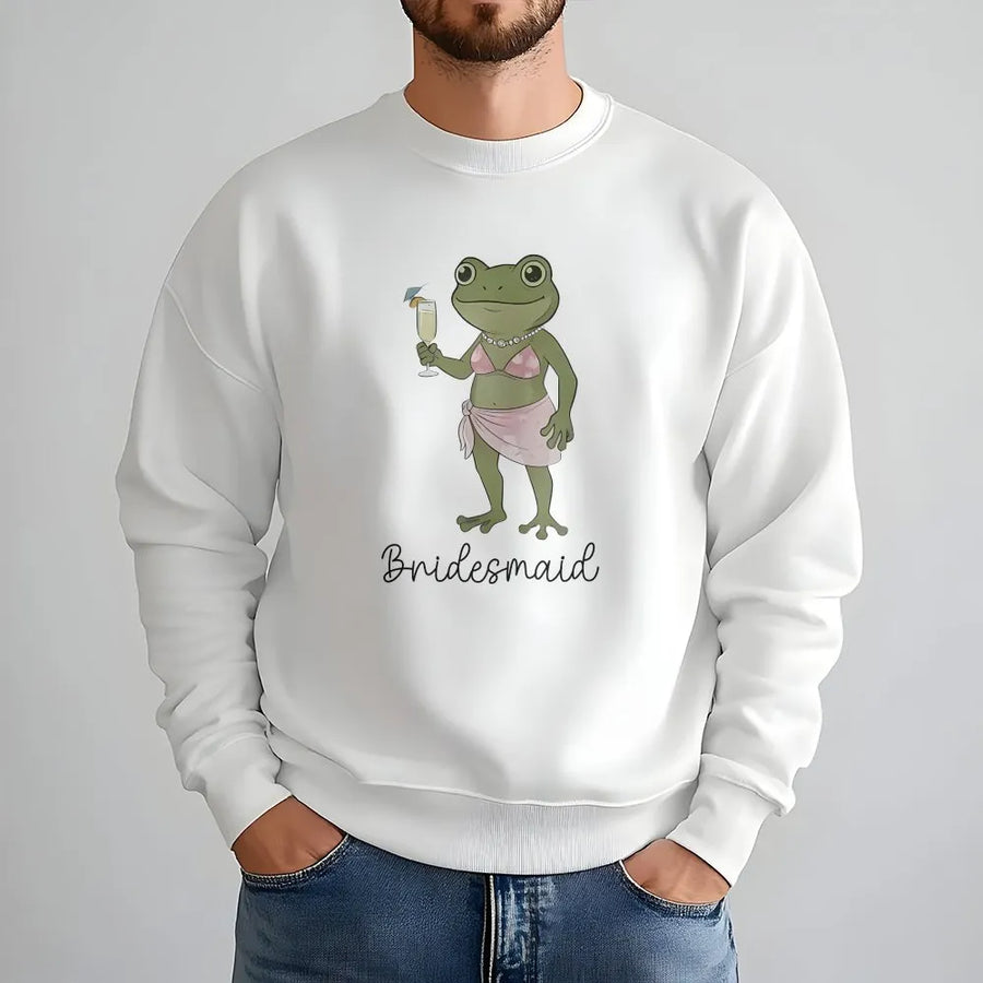 Bridesmaid Frog Sweatshirt | Funny Bachelorette Party Sweatshirt | Soft Cotton Blend Pullover | Humorous Wedding Gift for Bridal Party