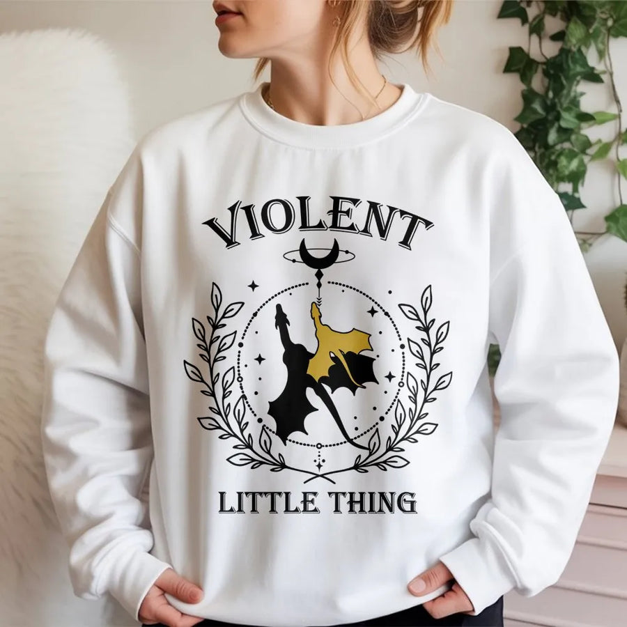 Violent Little Thing Sweatshirt | Dragon Rider Fantasy Apparel | Premium Cotton Blend | Bookish Gift for Readers & Fantasy Fans