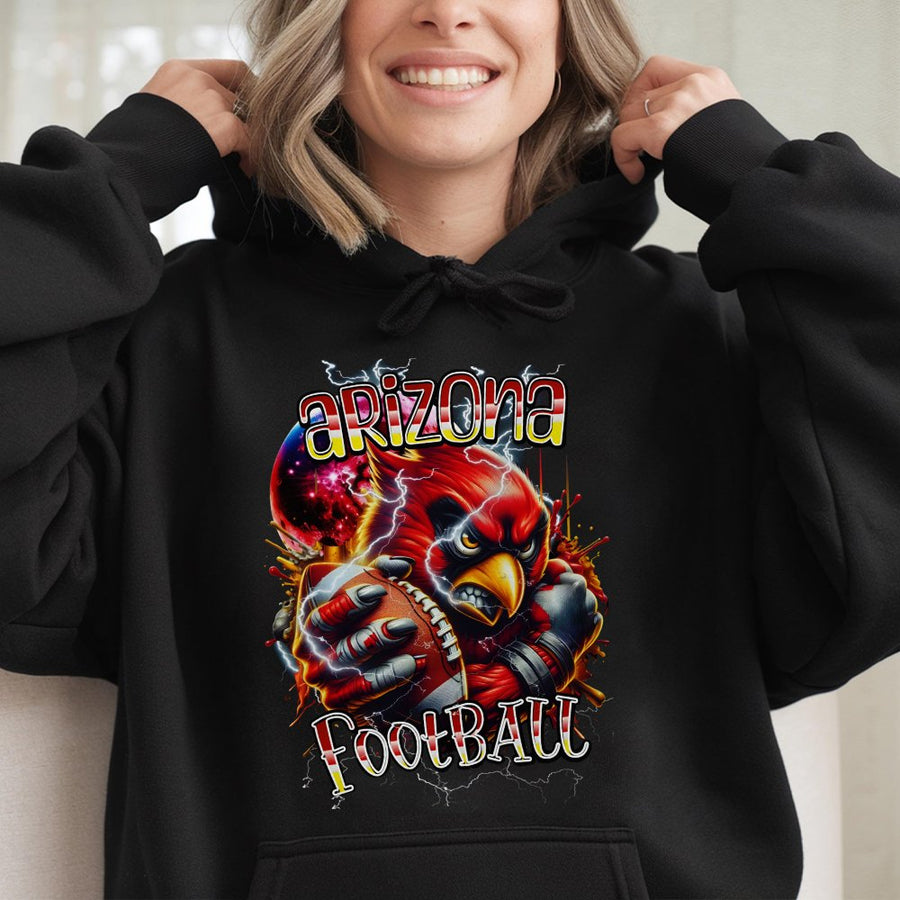 Arizona Football With Arizona Cardinals Mascot Holding A Football With Lightning Hoodie